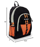 Everest Luggage Backpack with Dual Mesh Pocket, Orange/Gray/Black, Orange/Gray/Black, One Size