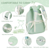 Similove Kids Backpack for Girls - 3PCS Cute Embroidered Bow Girls Backpack with Insulated Lunch Bag & Pencil Case - Bookbag for Teen Women Middle High School College Work Travel Daypack