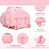 DIGOBAY Rolling Backpack for Girls, Cute Roller School Bag with Wheels, Kids Wheeled Backpacks Set with Lunch Bag Pencil Case for Teen Girls Kindergarten Elementary Middle School