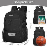 LARIPOP Basketball Backpack with Ball Compartment - Ventilated Shoe Pocket Fits US Size 15, Water Resistant 30L Sports Bag for Men Women Teen Athletes Practice Travel