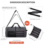 WITZMAN Foldable Duffle Bag for Men Large 65L Travel with Shoe Compartment