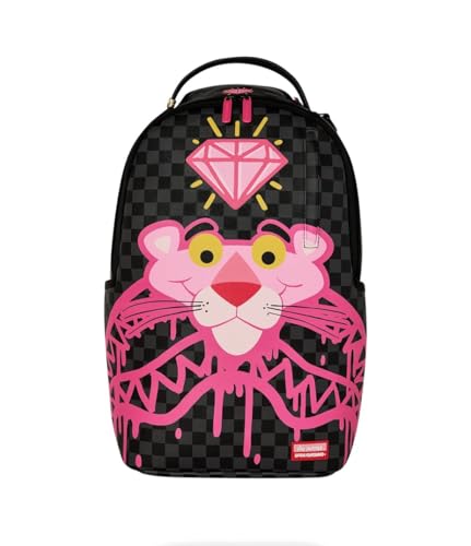 Sprayground Pink Panther Diamond Shark Backpack, 18x6x11.5 Inch, Pink, 100% PVC, Adjustable Straps, Laptop Compartment