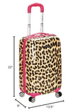 Rockland Safari Hardside Spinner Wheel Luggage, Pink Leopard, Carry-On 20-Inch