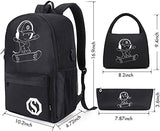 Pawsky School Backpack for Boys Kids Backpack Kindergarten Elementary Middle School College Book Bags with Lunch Box and Pencil Case, Waterproof Travel Back Pack Laptop Backpack (Black)