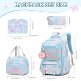 Scothen Backpack for Girls, 4PCS Rainbow Butterfly Girls Backpacks with Lunch Bag and Leak-proof Kids Bento Lunch Box for Teen Girl Children Students Kindergarten Elementary Middle School Book Bag
