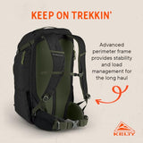 Kelty Redwing Traveler Backpack, Travel Pack with Wide U Zip Opening, Signature Wing Pockets, 30-50L Capacity (40L Black)