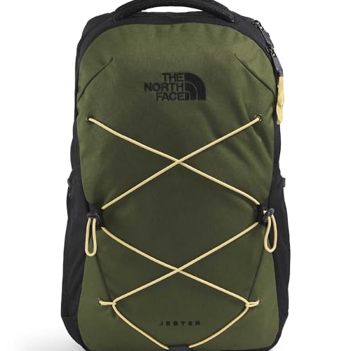The North Face Jester Everyday Laptop Backpack - Commuter Daypack, Water Repellent, Laptop Sleeve, Woodland Green/TNF Black/Honeyed Sand, One Size