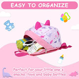 VASCHY Dinosaur Toddler Backpack with Leash, Ultra Lightweight Tiny Mini Little Daycare Backpack Girls Pink