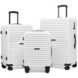 LONG VACATION Luggage Sets, PC Lightweight Suitcase with Spinner wheels, 3 Piece Luggage Set with TSA Lock, Hard shell Suitcase Set, Checked Travel Suitcase (White, 3 Piece Set)