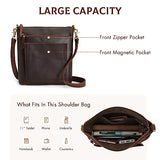 S-ZONE Leather Crossbody Bag for Women Vintage Cross Body Bags Shoulder Purse Ladies Medium Handbag with Multi Pockets