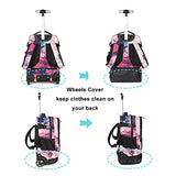 Tilami Rolling Backpack 19 inch Wheeled Cute LAPTOP Boys Girls Travel School Student Trip (Pink)