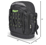 AWP Extreme Tool Backpack, Rugged Polyester Jobsite Backpack with Waterproof Molded Base, Padded Shoulders and Waist Straps, 23 Tool Storage Pouch Pockets, 1L-22419-2