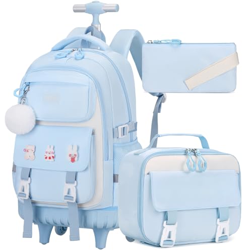 DIGOBAY Rolling Backpack for Girls, Roller School Bag with Wheels, Wheeled Backpacks with Lunch Bag Pencil case for Elementary School | Backpacks4Less
