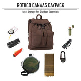 Rothco Canvas Daypack – Heavy-Duty Cotton Canvas Backpack for Hiking, Camping, Traveling, and Daily Use – 34L Capacity, Coyote Brown