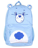Mad Engine Care Bears Backpack Grumpy Bear Embroidered Face with Rain Cloud Belly Badge and 3D Ears Laptop School Travel Backpack