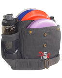 Disc Golf Bag, The ORIGINAL Frisbee Golf Bag, 16oz Waxed Canvas Lightweight Sling, Fits 8-10 Discs, Water Bottle Holder, Belt Loop, Magnetic Double Button Closure (Grey)