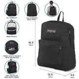 JanSport NCAA Officially Licensed Backpack, Florida State Seminoles, Superbreak Plus with Padded 15'' Laptop Sleeve, Spacious Computer Bag for Men & Women, Durable Daypack with Bottle Pocket, Black