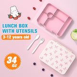 Bevalsa Backpack for Girls, Bow School Bookbag Teen Girls Backpack Set with Bento Lunch Box, Insulated Bag & Pencial Case, 43oz Lunch Containers for Kids Elementary Middle Student (Pink Bow)