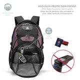 Swissdigital Design Laptop Backpack with USB Charging Port, Travel Backpack Fits 15.6 inches Computer, 31L College School Backpack for Women, Light Purple/Black | SD803-85