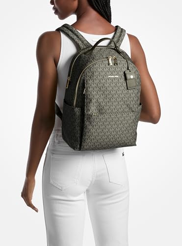 Michael Kors Sable Large Backpack, Gold-Tone Hardware/Tonal MK Signature Nylon/Ivy