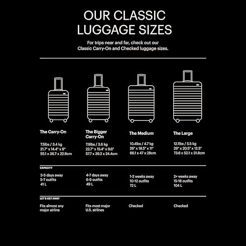 Away Bigger Carry-On Luggage, Lightweight Hardside Large Suitcase with Spinner Wheels, TSA Lock, Airline Approved, Jet Black