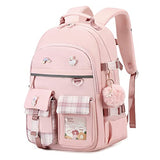 KIDNUO Backpack for Girls, 15.6 Inch Laptop School Bag Kids Kindergarten Elementary College Backpacks Large Bookbags for Teen Girl Women Students Casual Travel Daypacks (Pink)
