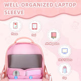 PIG PIG GIRL Girls Backpack, Kids Backpack for Girls with Anti-theft Back Pocket, Lightweight School Bookpack, Watrer Resistant, Bookbag for Elementary Primary School, Pink