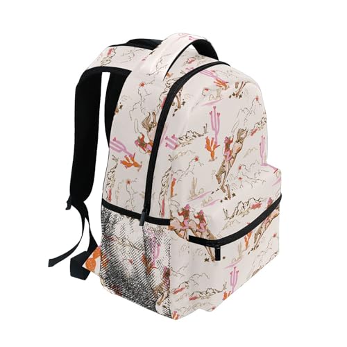 Fisyme Cowgirl Western American Laptop Backpack Bag Bookbag Casual Travel Hiking Computer Notebooks Daypacks