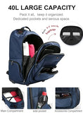 WIRABO 17.3 Inch Rolling Backpack for Adults, 40L Water Resistant Laptop Backpack with Wheels, Flight Approved Carry on Luggage for Business Travel, Roller Bag for Men Women College, Blue