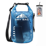 HEETA Dry Bag Waterproof for Women Men, Roll Top Lightweight Dry Storage Bag Backpack with Phone Case for Travel Swimming Boating Kayaking Paddle Board Camping Beach Accessories (Transparent Blue,10L)