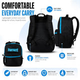 Fortnite Backpack for Kids & Adults, 16” Bookbag with Fortnite Rubber Molded Flame Logo 3D Patch & Rubber Logo Dangle, Black