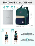 VASCHY Lightweight Backpack for School, Water Resistant Classic Bookbag with Side Pockets for Boys,Kids,Teens Green Blue