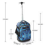 Tilami Rolling Backpack 19 inch with Lunch Bag Wheeled Laptop Backpack (Blue Wave)