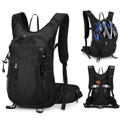 Outplea 15L Cycling Backpack with Helmet Buckle for Men Women, Small Waterproof Lightweight Bike Hiking Backpack with Chest Strap for | Backpacks4Less