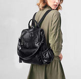 UTO Women Backpack Purse Leather Vegan Ladies Fashion Designer Rucksack Convertible Travel Shoulder Bag with Tassel Black