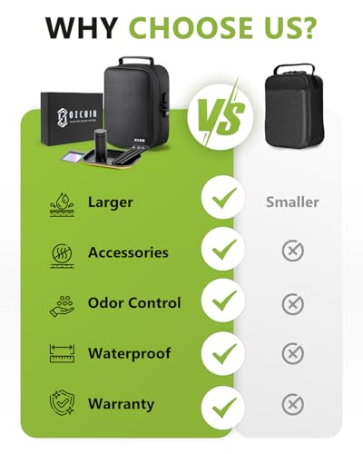 OZCHIN Large Smell Proof Bag with Combination Lock Odor Proof Lock Box Travel Storage Case Activated Charcoal Bag Great Christmas Gift (Black, L)