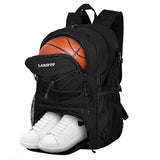 LARIPOP Basketball Backpack with Ball Compartment - Ventilated Shoe Pocket Fits US Size 15, Water Resistant 30L Sports Bag for Men Women Teen Athletes Practice Travel