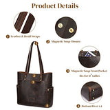 S-ZONE Genuine Leather Tote Bag Large Shoulder Purse Work Vintage Handbag for Women-dark brown