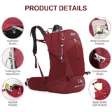 IX INOXTO Hiking Backpack, 26L/40L Waterproof Hiking Daypack with 3L Water Bladder and Rain Cover, Lightweight Travel Camping Backpack for Men Women (Red)