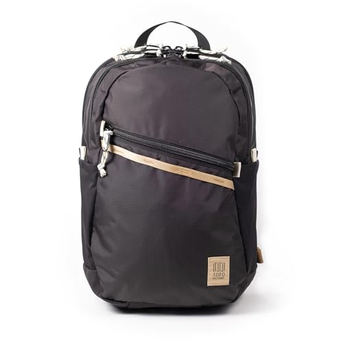 Topo Designs Commuter Backpack, Rugged and Durable Recycled Nylon Fabrics, 25L Capacity, Moulded Back Panel, External Access Laptop Sleeve (Black/Neutral)