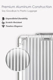 HotWay 20 Inch All Aluminum Carry On Luggage with Wheels, Hard Shell Zipperless Suitcase with TSA Locks, Silver Travel Luggage (22x14x9 Airline Approved)