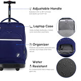 J World Sundance Laptop Rolling Backpack for Girls Boys. Roller Bookbag with Wheels, 20 Inch, Navy