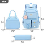 abshoo School Backpack for Girls Bookbag with Lunch Bag Teen Girls School Bag Travel Daypack (Light Blue)