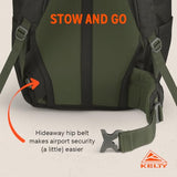 Kelty Redwing Traveler Backpack, Travel Pack with Wide U Zip Opening, Signature Wing Pockets, 30-50L Capacity (40L Black)