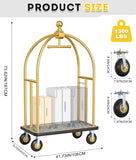 Hotel Luggage Cart 1300 LBS, Bellman's Cart with Brushed Stainless Steel & 8-inch Rubber Wheels, Valet Cart with Grey Carpeted Deck for Hotels, Condos, Resorts