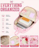 CAMTOP Backpack for School Kids Cute Backpacks for Girls Elementary Lighweight Bookbag with Lunch Box Pencil Case 3 in 1 (Pink Bow Heart)