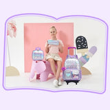 Meetbelify Rolling Backpack for Girls Backpack with Wheels for Elementary Student Kids School Bag with Lunch Box Pencil Case for Girls Ages 6-8 Years Old