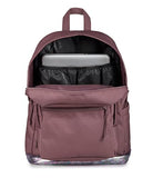JanSport Right Pack Expressions Backpack – 15-inch Padded Laptop Compartment, Water Bottle Pocket, Utility Pocket with Flap, Bog Glam Suede Mahogany Haze/Brn/Pink
