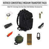 Rothco Convertible Medium Transport Pack – 25L Backpack – Shoulder or Crossbody – MOLLE and Hydration Compatible (Coyote Brown)