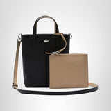 Lacoste Womens Anna Vertical Tote Bag, Black/Warm Sand, One Size